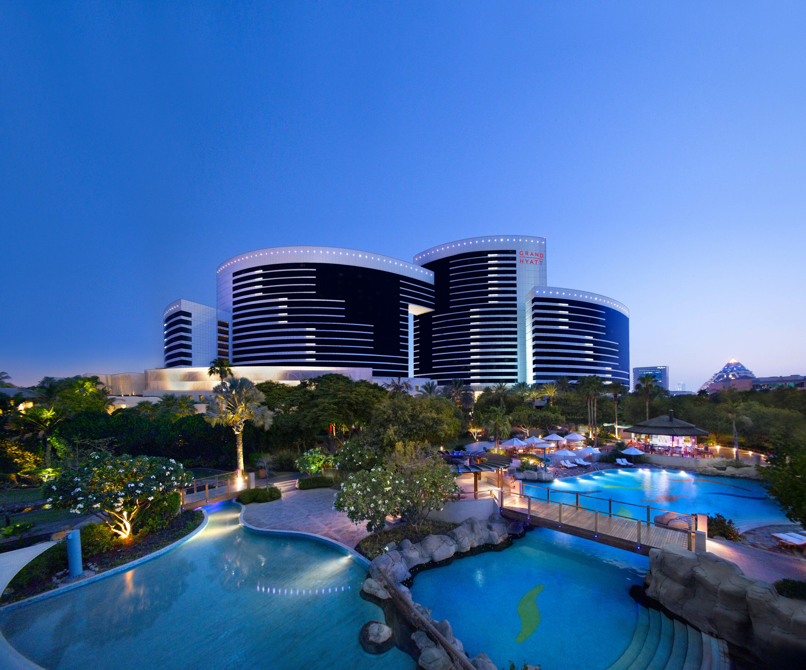 Grand Hyatt Dubai_Hotel_Exterior at Twilight